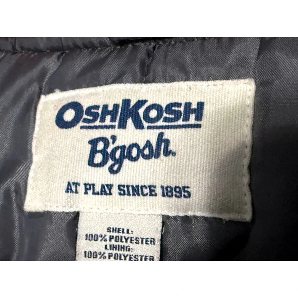 OshKosh Bgosh Kids 4T Navy Grey Orange Hooded Puffer Jacket Colorblock Coat